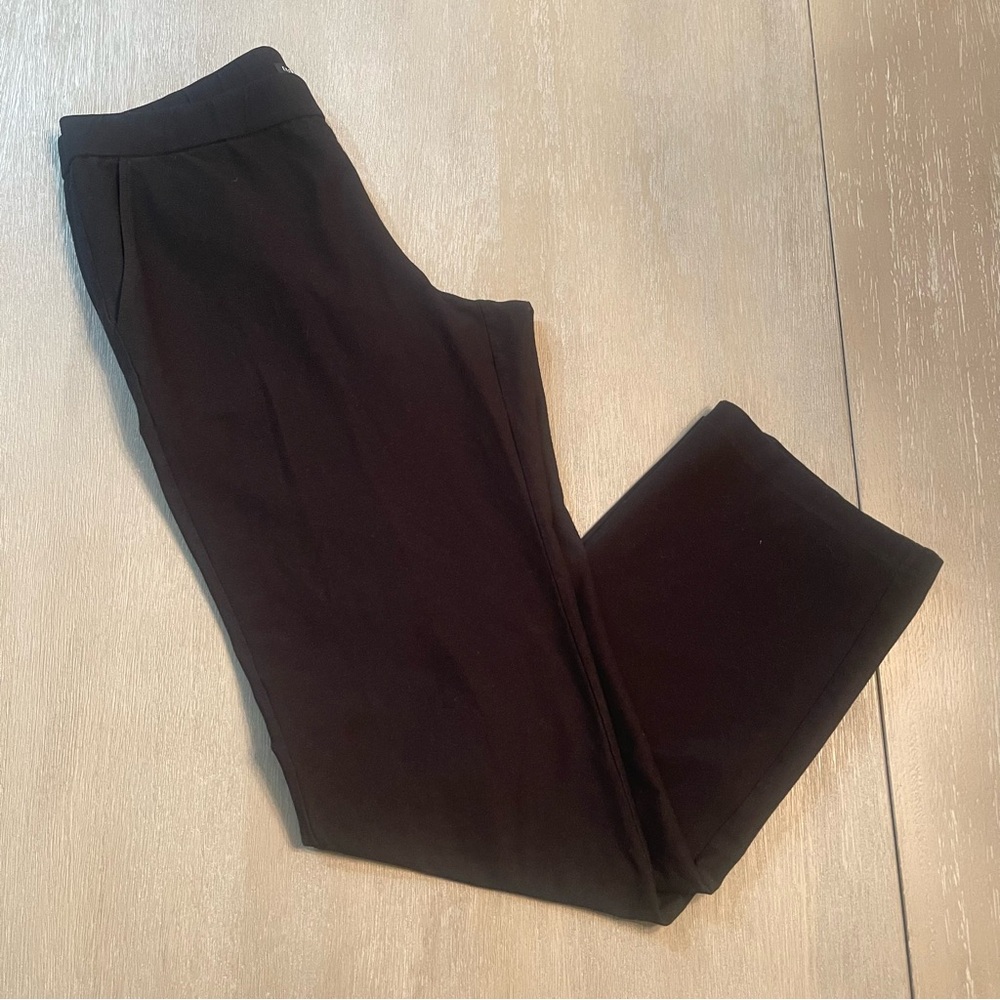 Eileen Fisher black Crepe Straight Leg Pull On Elastic Waist Pant Womens Size M